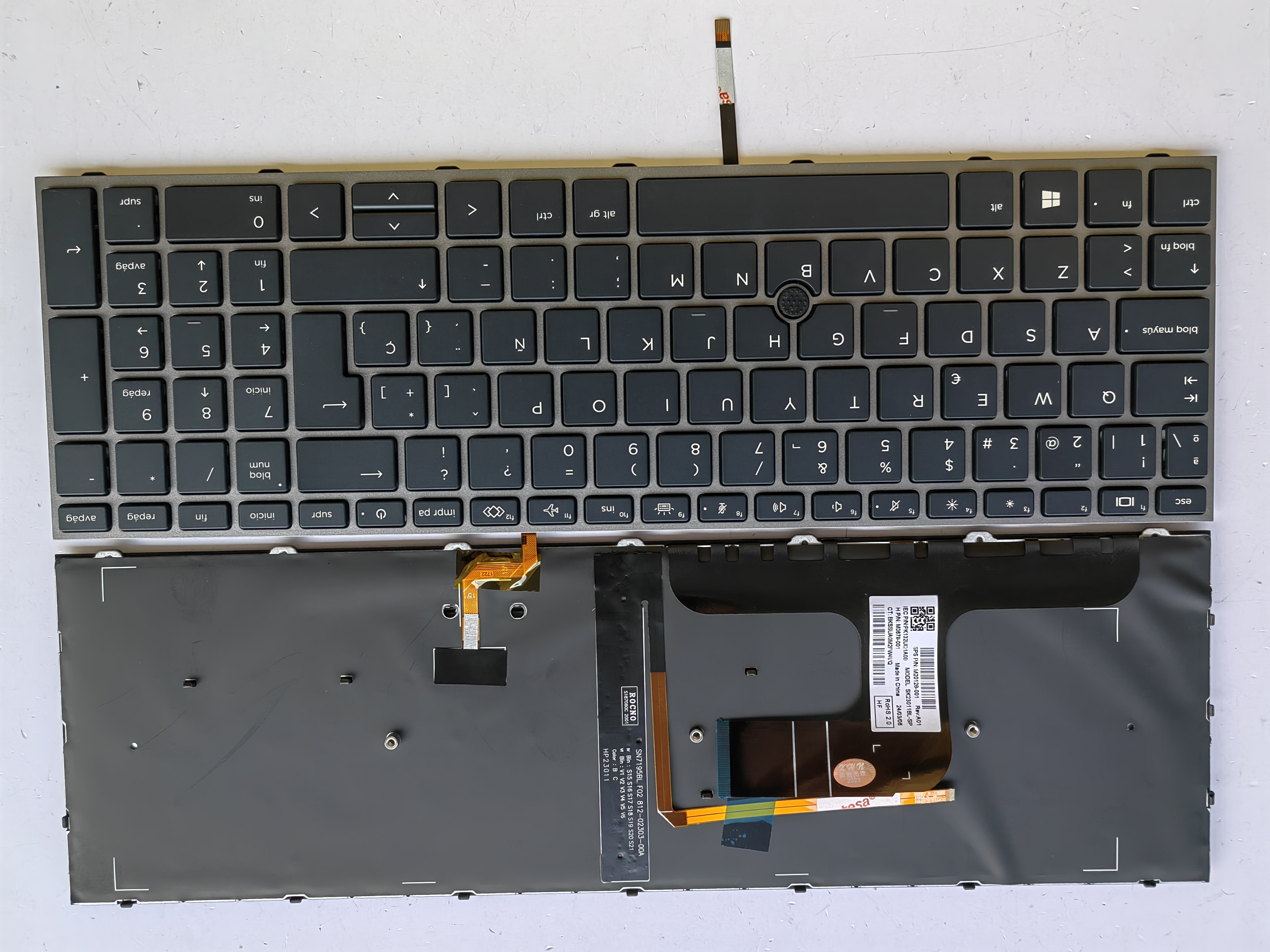 Picture of New Replacement Laptop Keyboard For HP ZBOOK17G7/ZBOOK17G8/ZBOOK Fury 17 G7 G8 SILVER FRAME BLACK With Point Backlit (OEM) SP Layout
